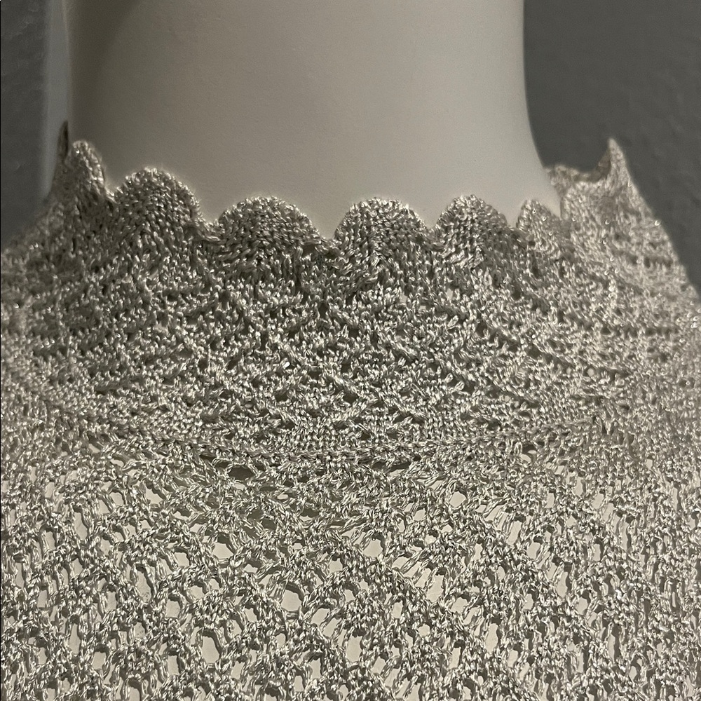 Elegant Silver Lace Women's Top Vintage st. John Size med beautifully made. - Picture 5 of 15